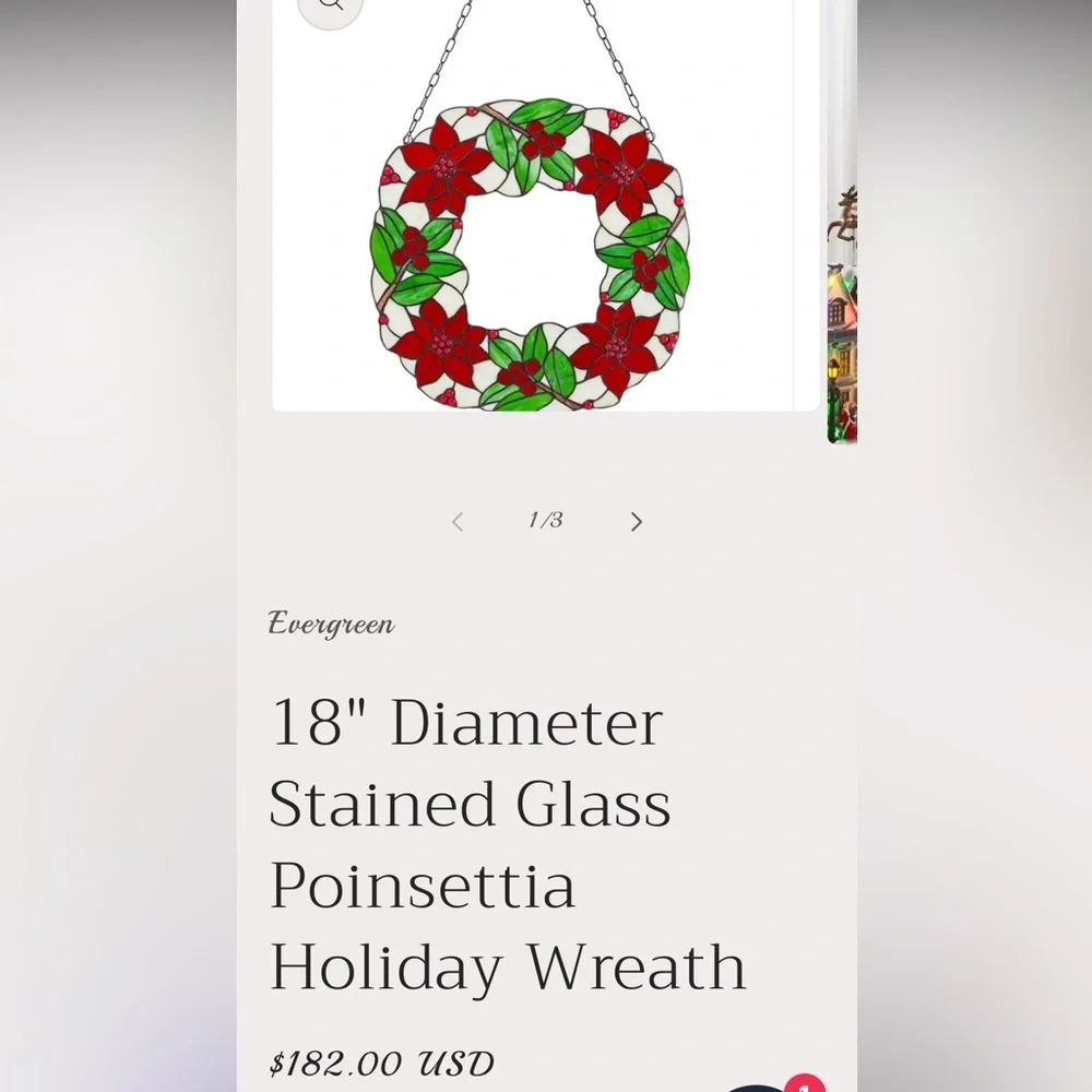 18” Stained Glass Poinsettia Wreath